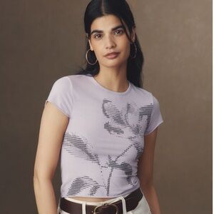 Anthropologie Evan Raw Edge Graphic Baby Tee in Lilac